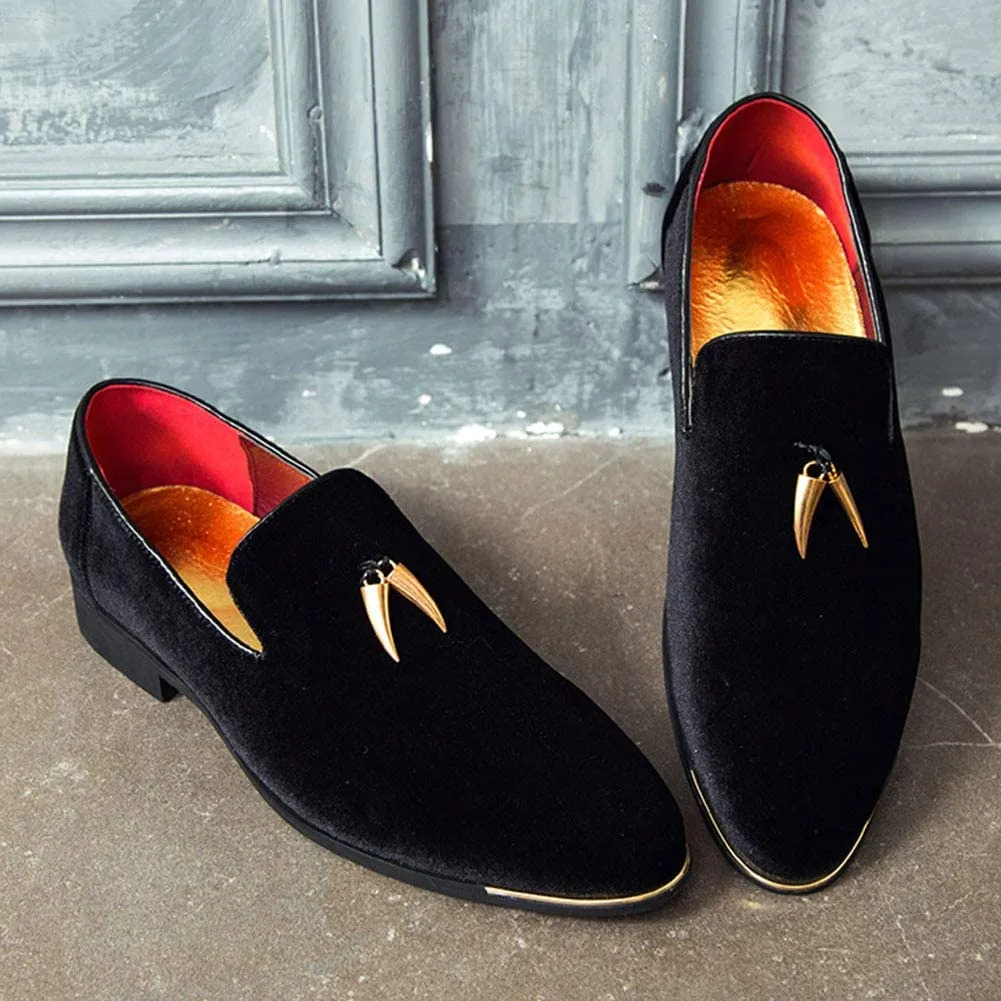 Men's Black Velvet Slip-On Dress Penny Loafer