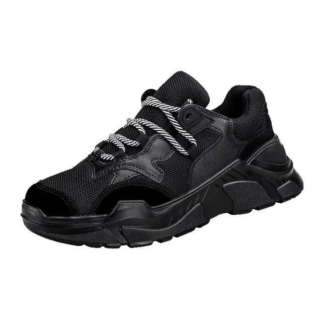 MERCY RX97 Chunky Leather/Mesh Sneakers - Triple Black