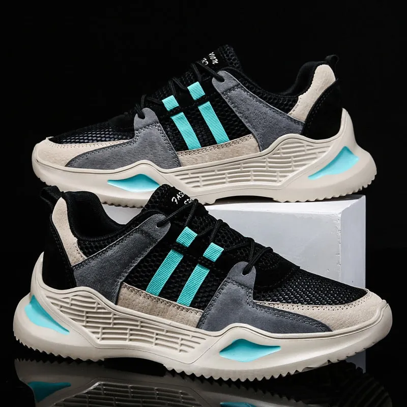 Mesh Striped Color Walking Sneakers