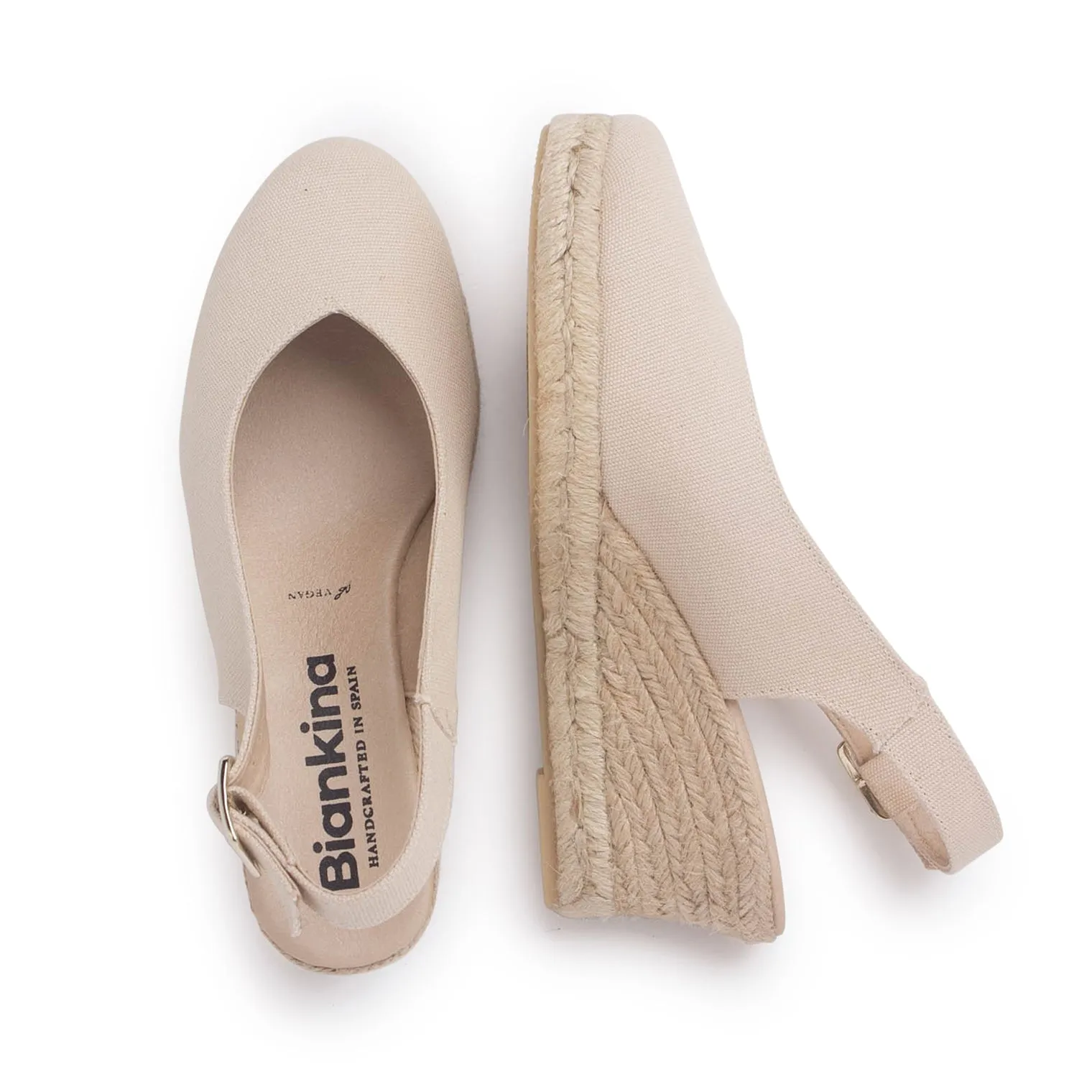 Murcia Organic Cotton Espadrille Wedges - Beige