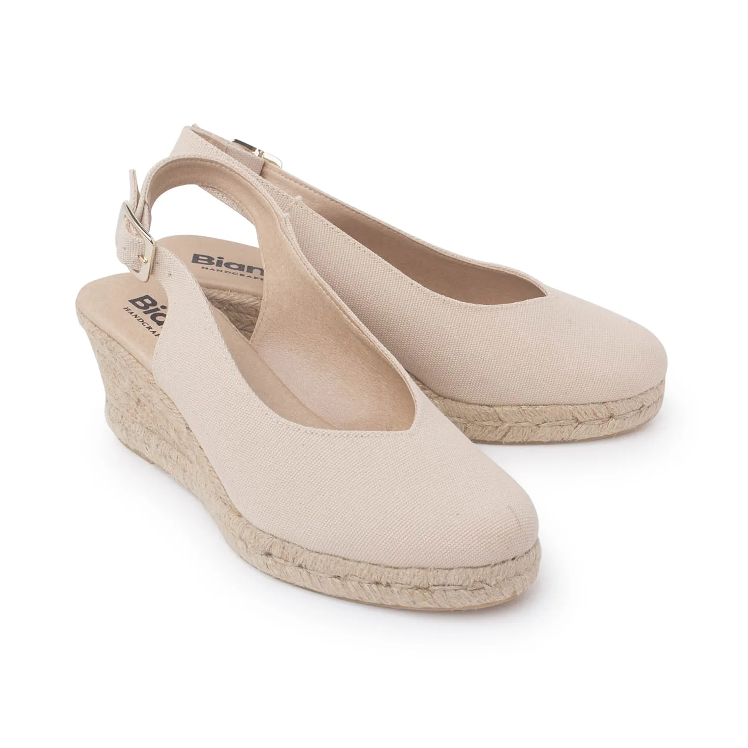 Murcia Organic Cotton Espadrille Wedges - Beige