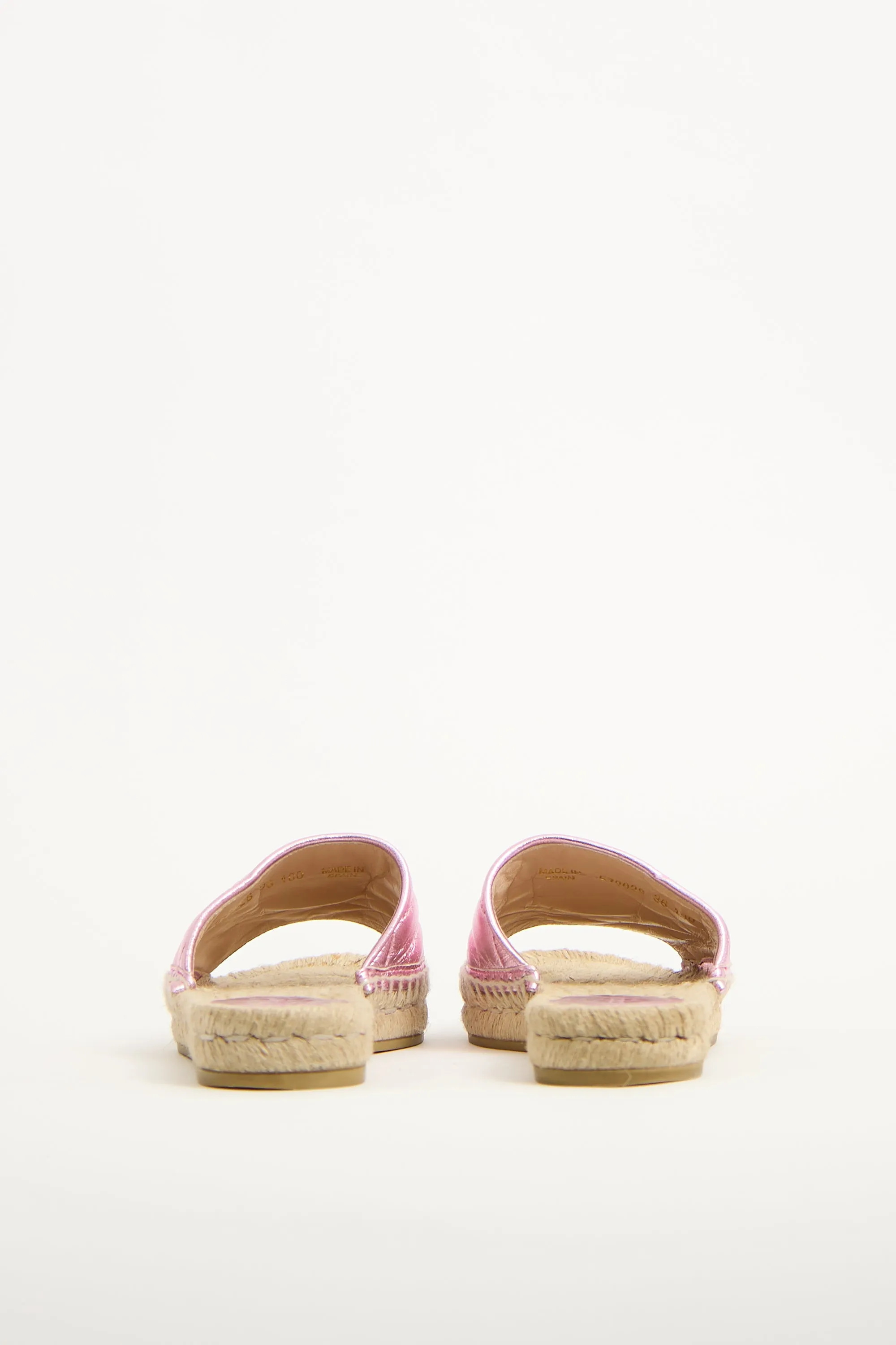 Pink Matelassé Leather GG Espadrille Slide