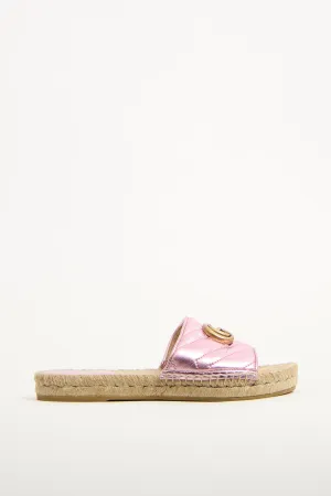 Pink Matelassé Leather GG Espadrille Slide