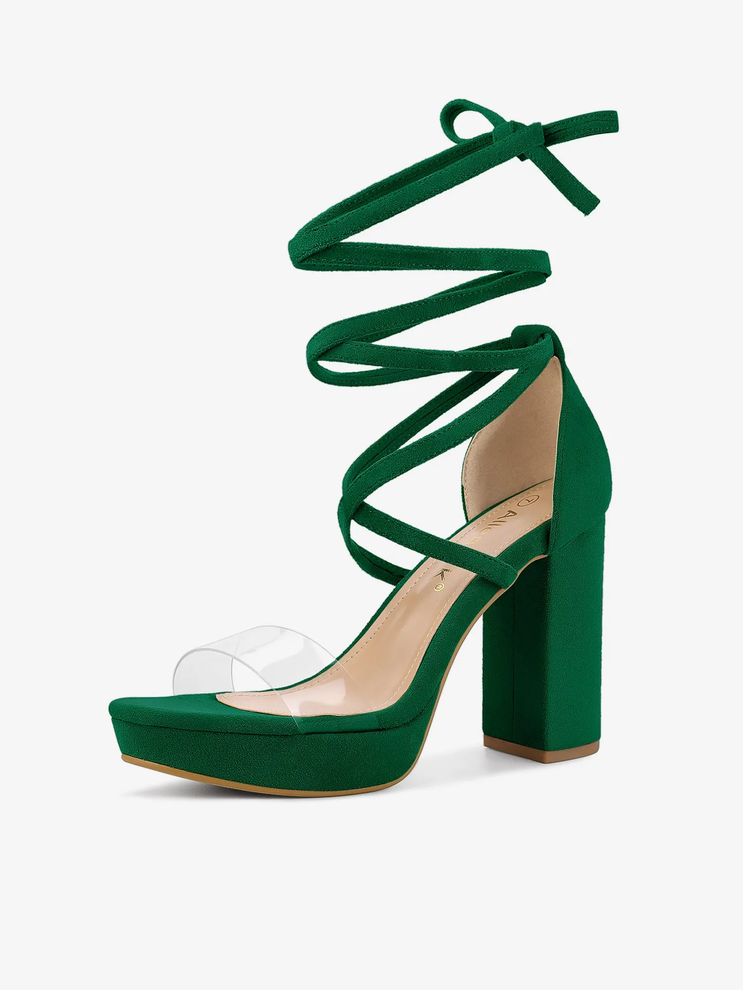 Platform Lace Up Clear Chunky Heel Sandals