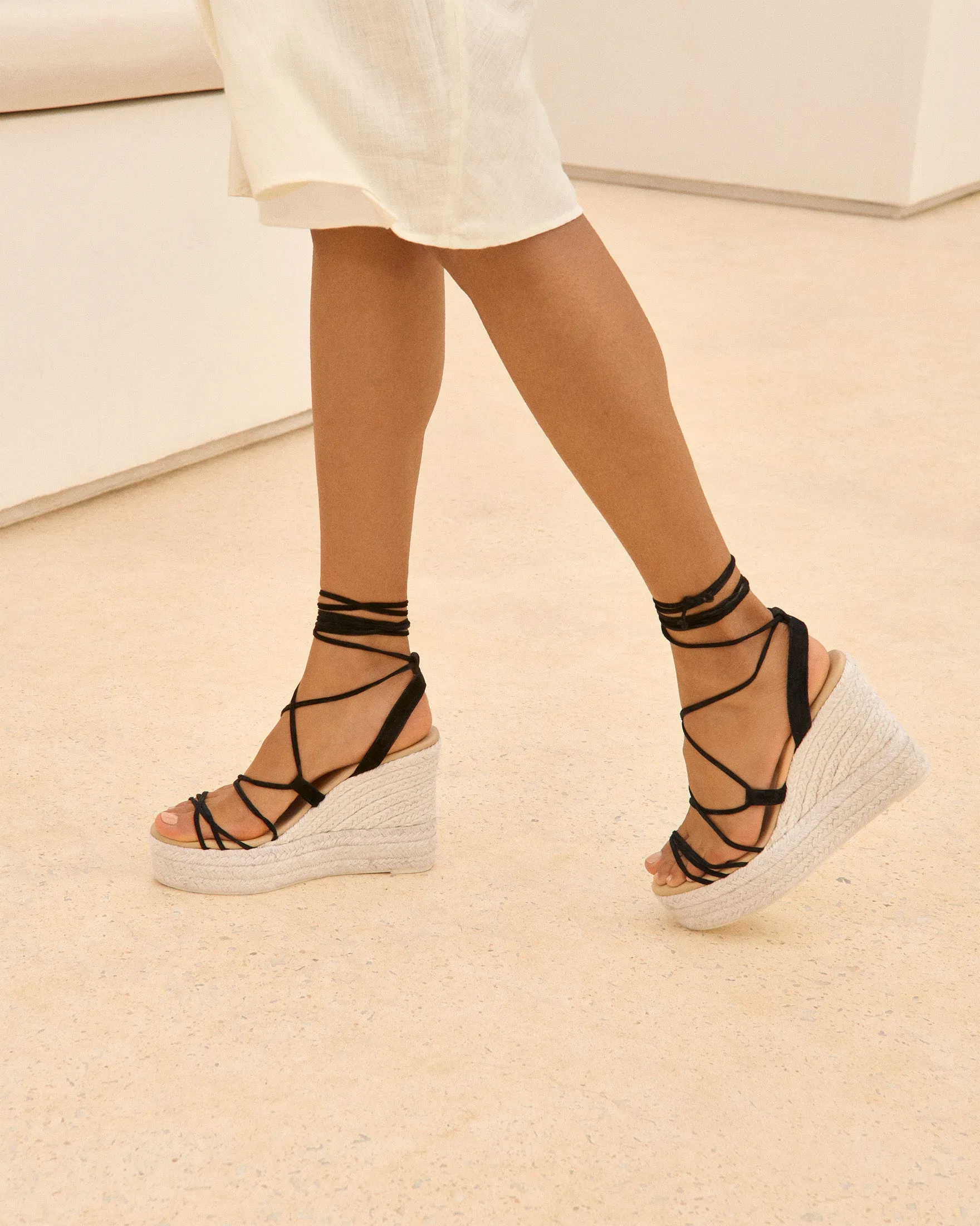 Portofino Soft Suede Wedge Espadrilles - L86WA - Alex Rivière Studio x Manebí Black