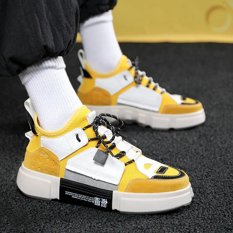 Printed Pull Tab Color Combination Men Sneakers