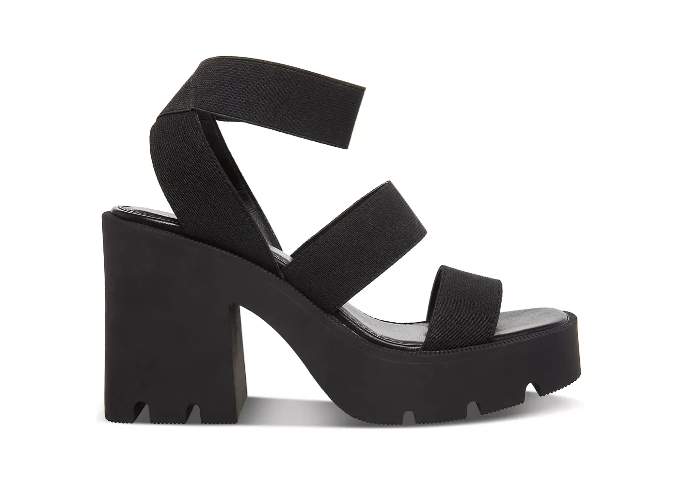 Round Toe Strappy Lug Platform Sandals