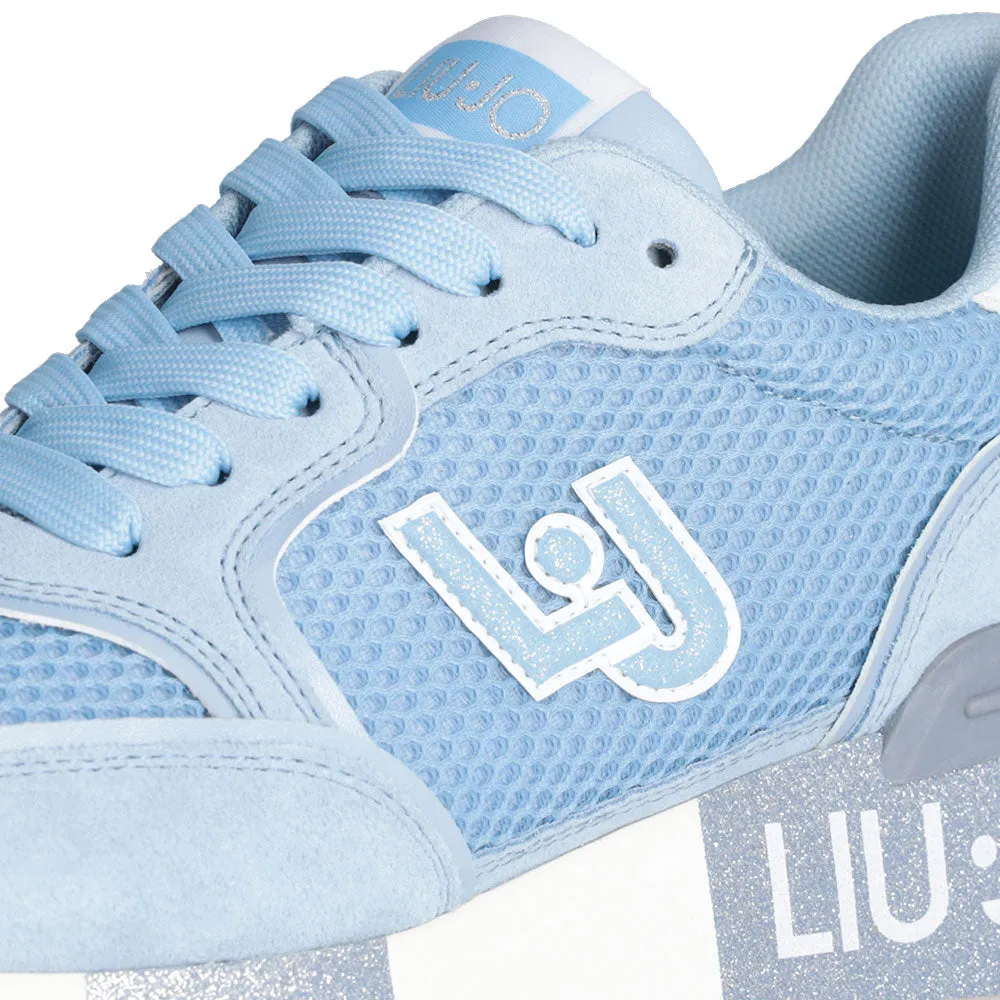 Scarpe Donna LIU JO Sneakers Platform Amazing 25 in Suede e Mesh Azzurro