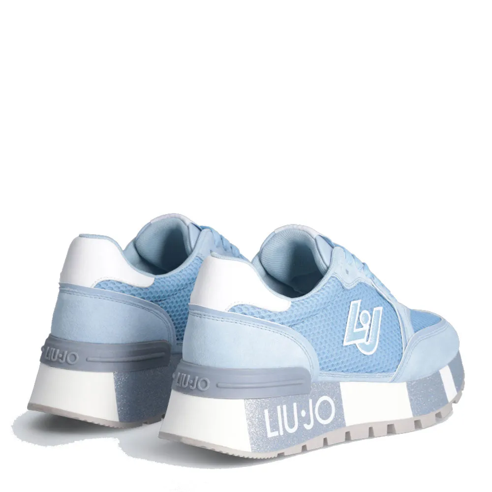 Scarpe Donna LIU JO Sneakers Platform Amazing 25 in Suede e Mesh Azzurro