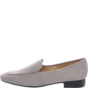 Schutz Shania Loafer Flat Mouse Grey Leather Pointed Toe Slip On Moccasin Flats