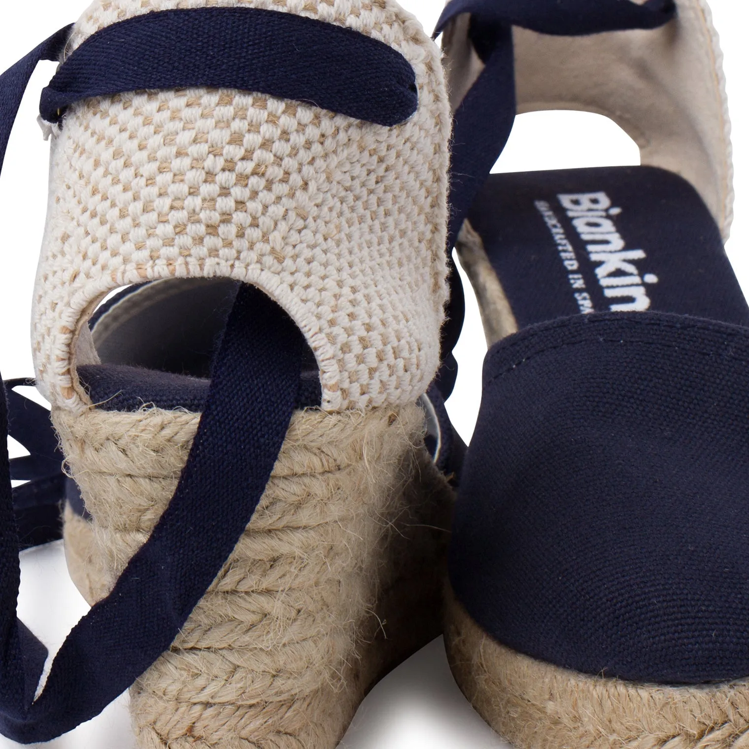 Sevilla Eco Canvas Vegan Espadrille Lace-Up Wedges - Navy