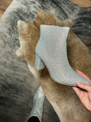 Silver Rhinestone booties