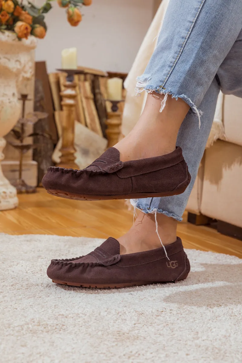 SMAIBULUN Ugg | LEATHER SUEDE MOCCASIN LOAFER - BROWN