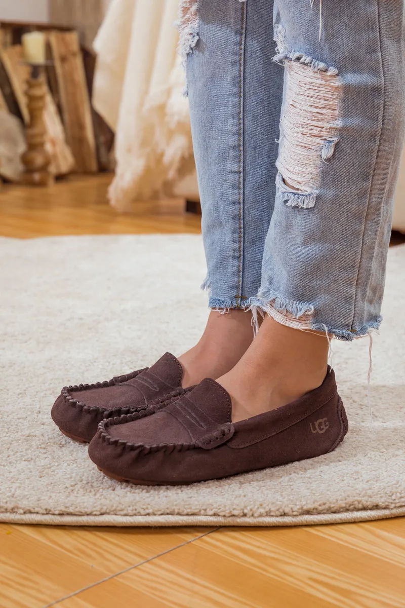 SMAIBULUN Ugg | LEATHER SUEDE MOCCASIN LOAFER - BROWN