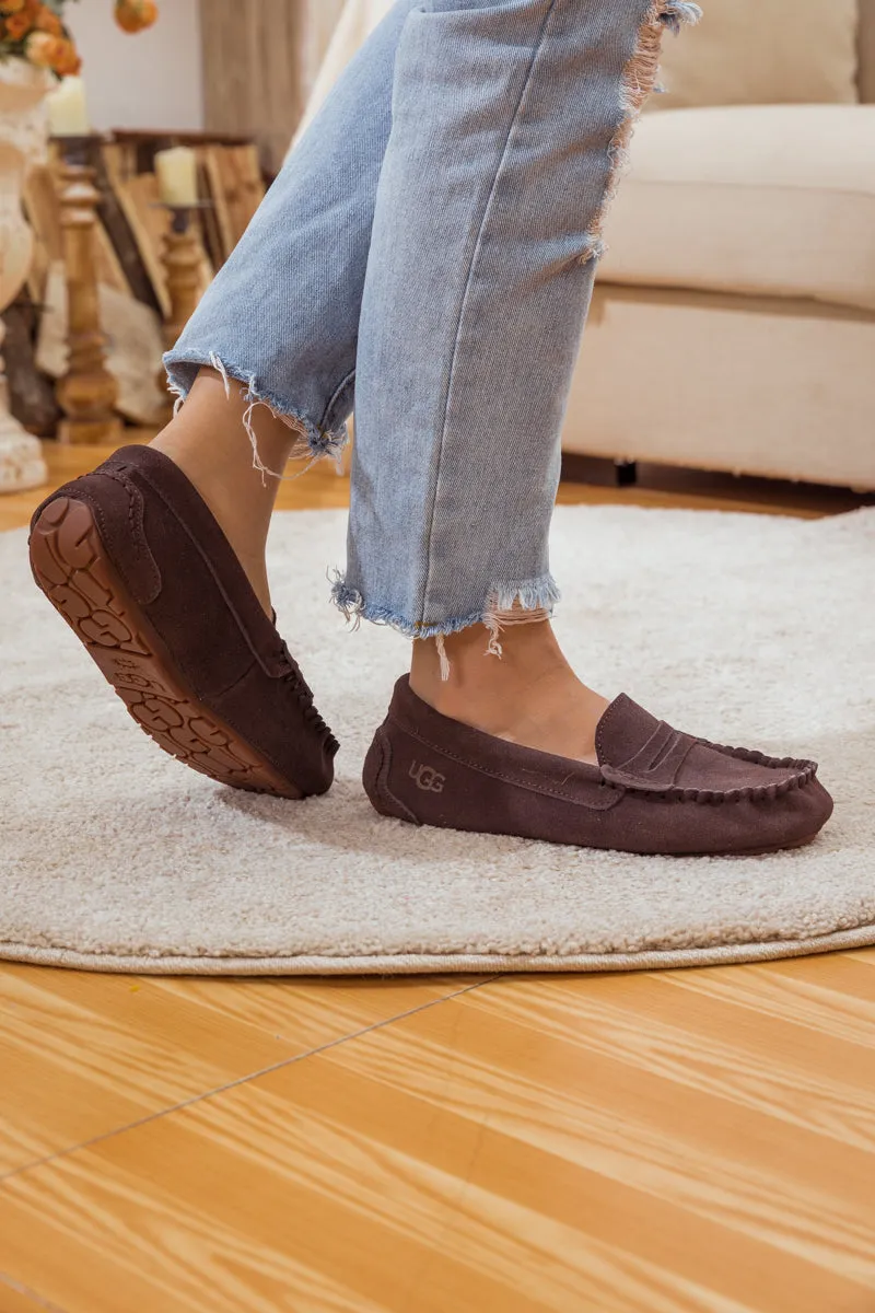 SMAIBULUN Ugg | LEATHER SUEDE MOCCASIN LOAFER - BROWN