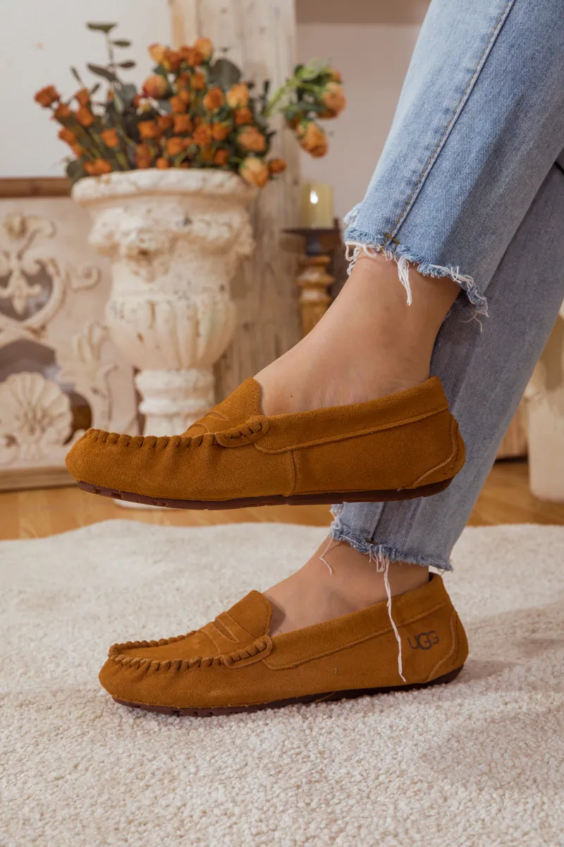 SMAIBULUN Ugg | LEATHER SUEDE MOCCASIN LOAFER - CHESTNUT