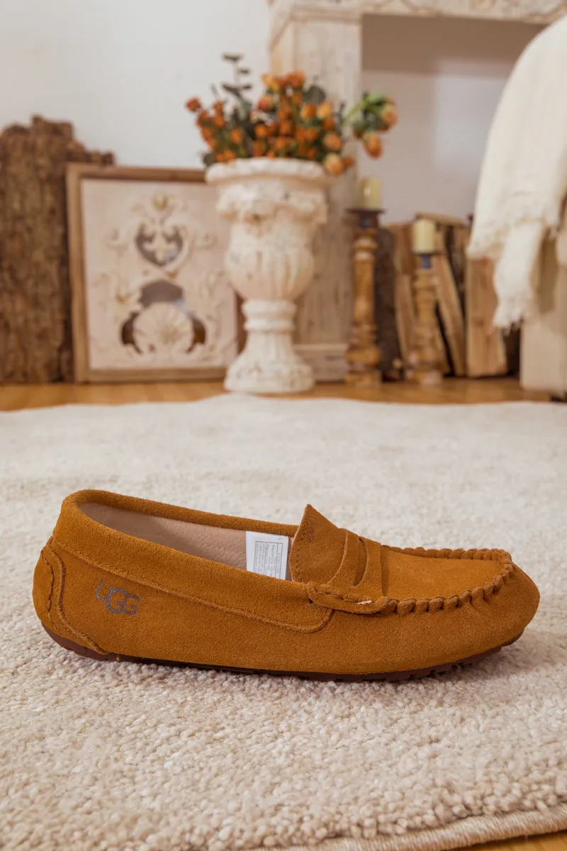 SMAIBULUN Ugg | LEATHER SUEDE MOCCASIN LOAFER - CHESTNUT