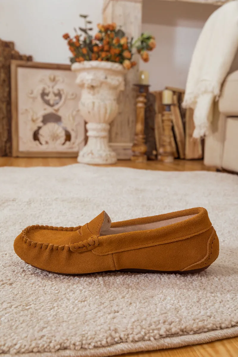 SMAIBULUN Ugg | LEATHER SUEDE MOCCASIN LOAFER - CHESTNUT