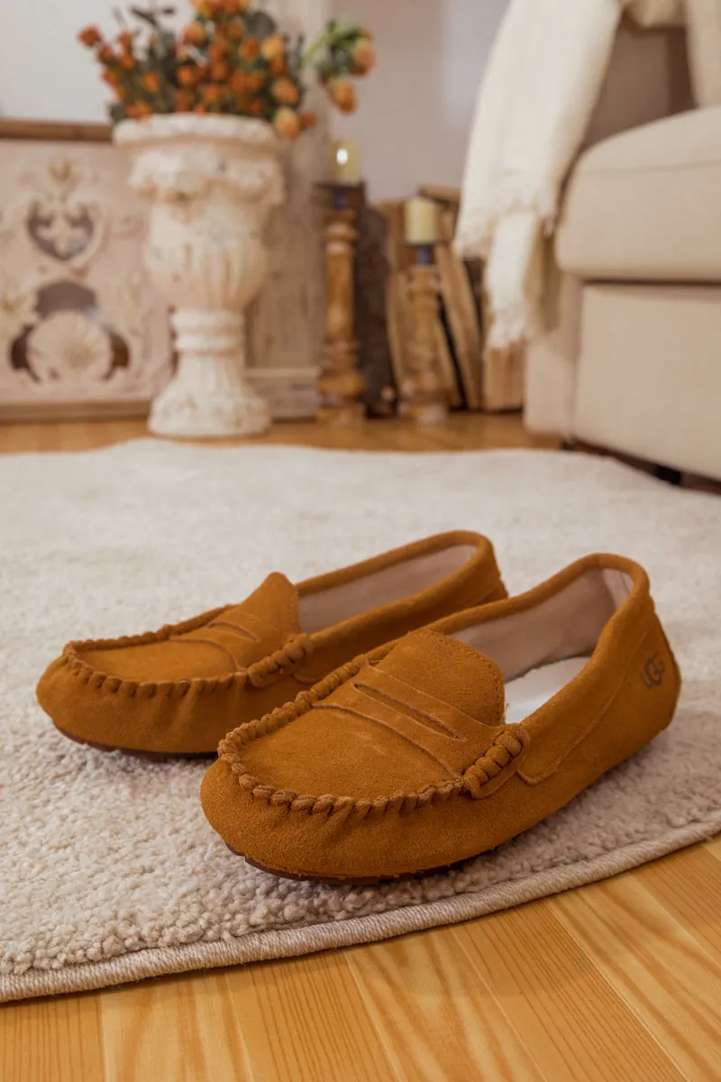 SMAIBULUN Ugg | LEATHER SUEDE MOCCASIN LOAFER - CHESTNUT