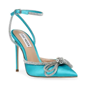 Steve Madden Viable Blue Pointed Toe Stiletto Strapped Rhinestones Heeled Pump