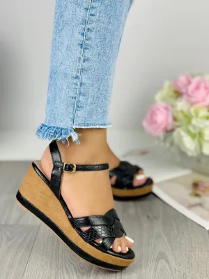 Stylish Black & Brown Combo Wedge Sandal