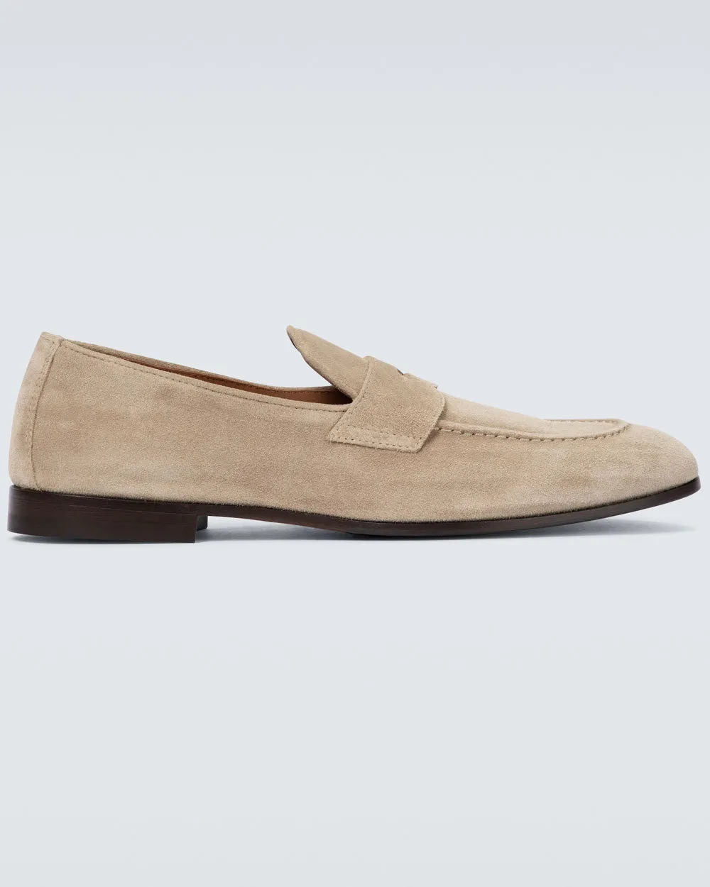 Suede Penny Loafer in Sand