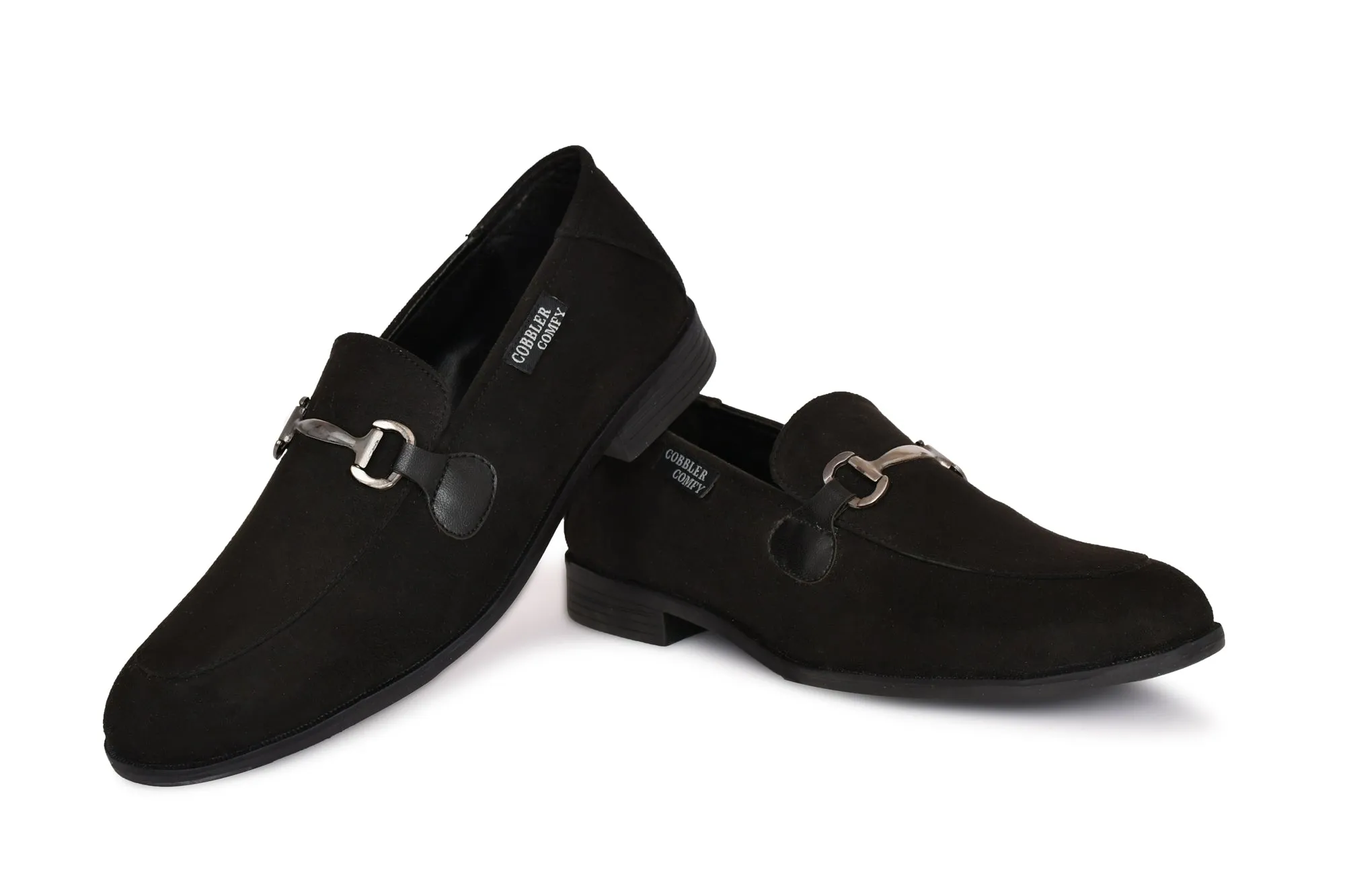 Suede Slip-on with Metallic Loop Buckle | Black