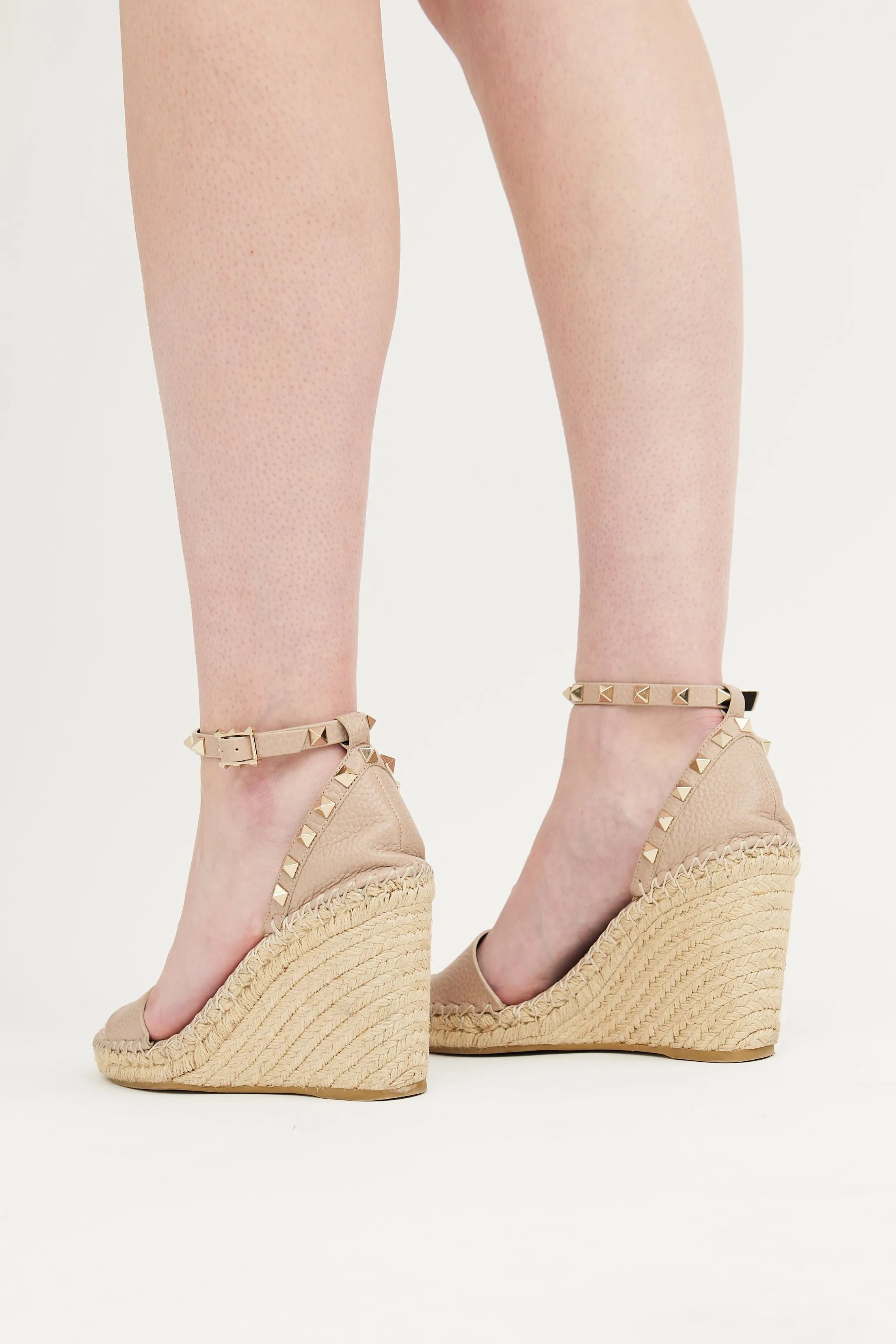 Taupe Rockstud Espadrille Wedge