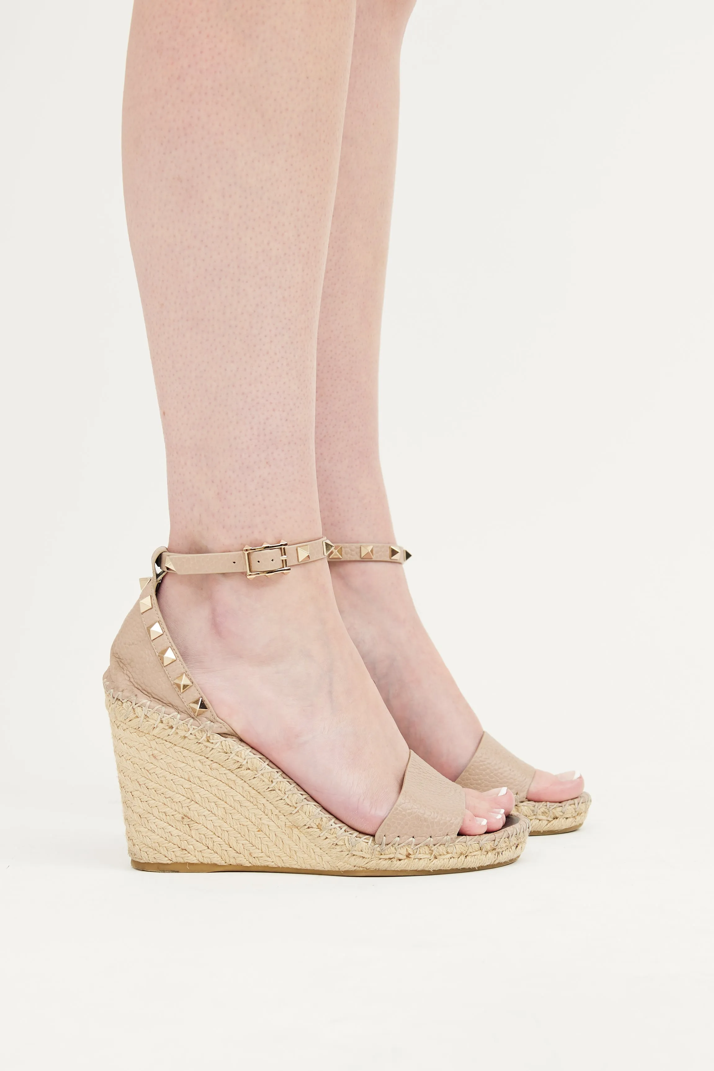 Taupe Rockstud Espadrille Wedge