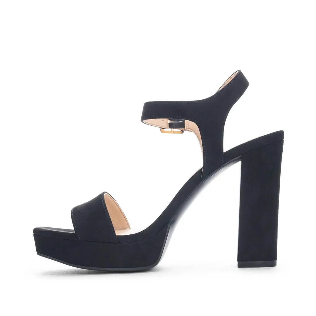 The Alanah Platform Sandal: Open Toe Strap Chunky Heels