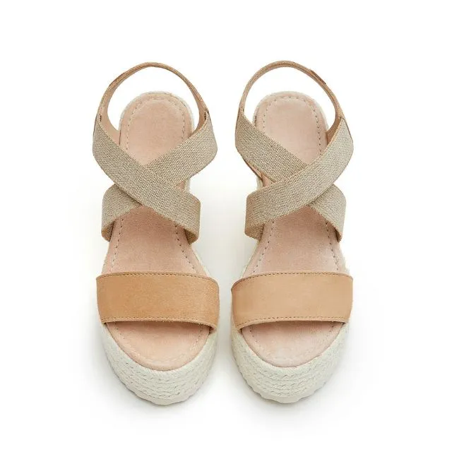 Wedges | Tan Suede Cross Over (Padded)