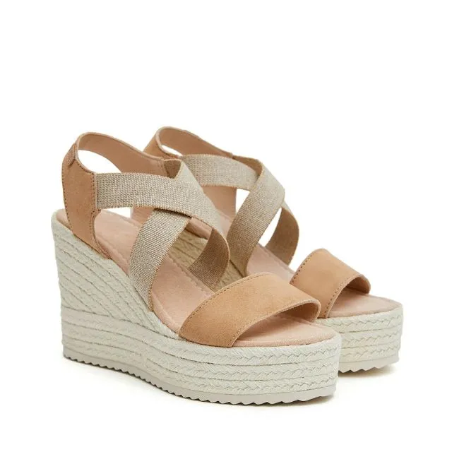 Wedges | Tan Suede Cross Over (Padded)