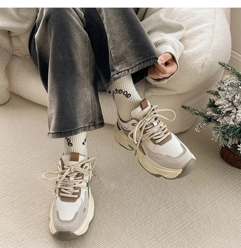 xiangtuibao Sneakers Women Brand Woman Vulcanized Shoes Sneakers Ladies Spring Autumn Sports Shoes Breathable Mesh Lace Up Flat Shoes Female